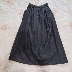 Eddie Bauer Black Denim Skirt, Midi, Size 6